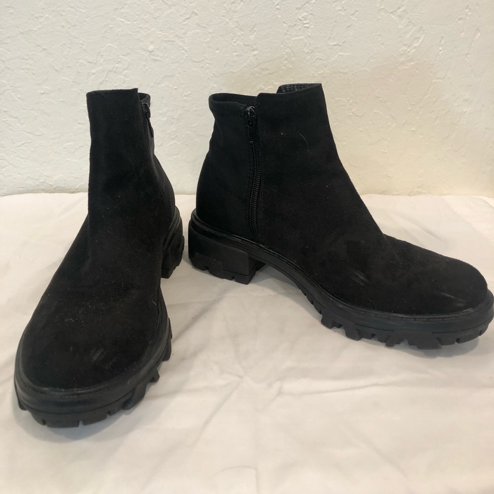 Lug Sole Black Ankle Boots